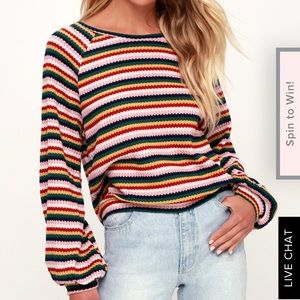 NWT Lulus “make it rainbow” stripe sweater top